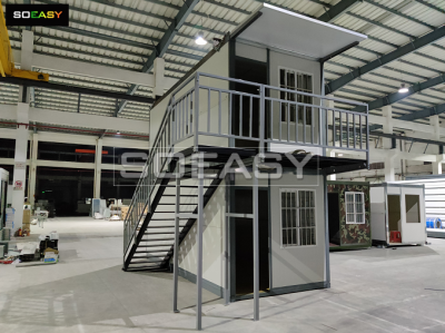 la robusta struttura in acciaio pieghevole contenitore può essere realizzata in 2 piani
